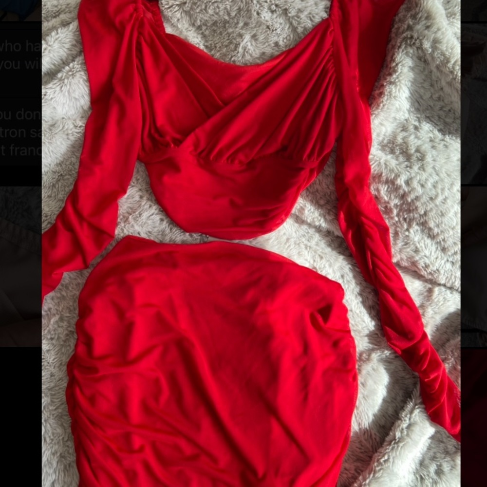 (SOLD) Red Hot Two Piece Skirt Set